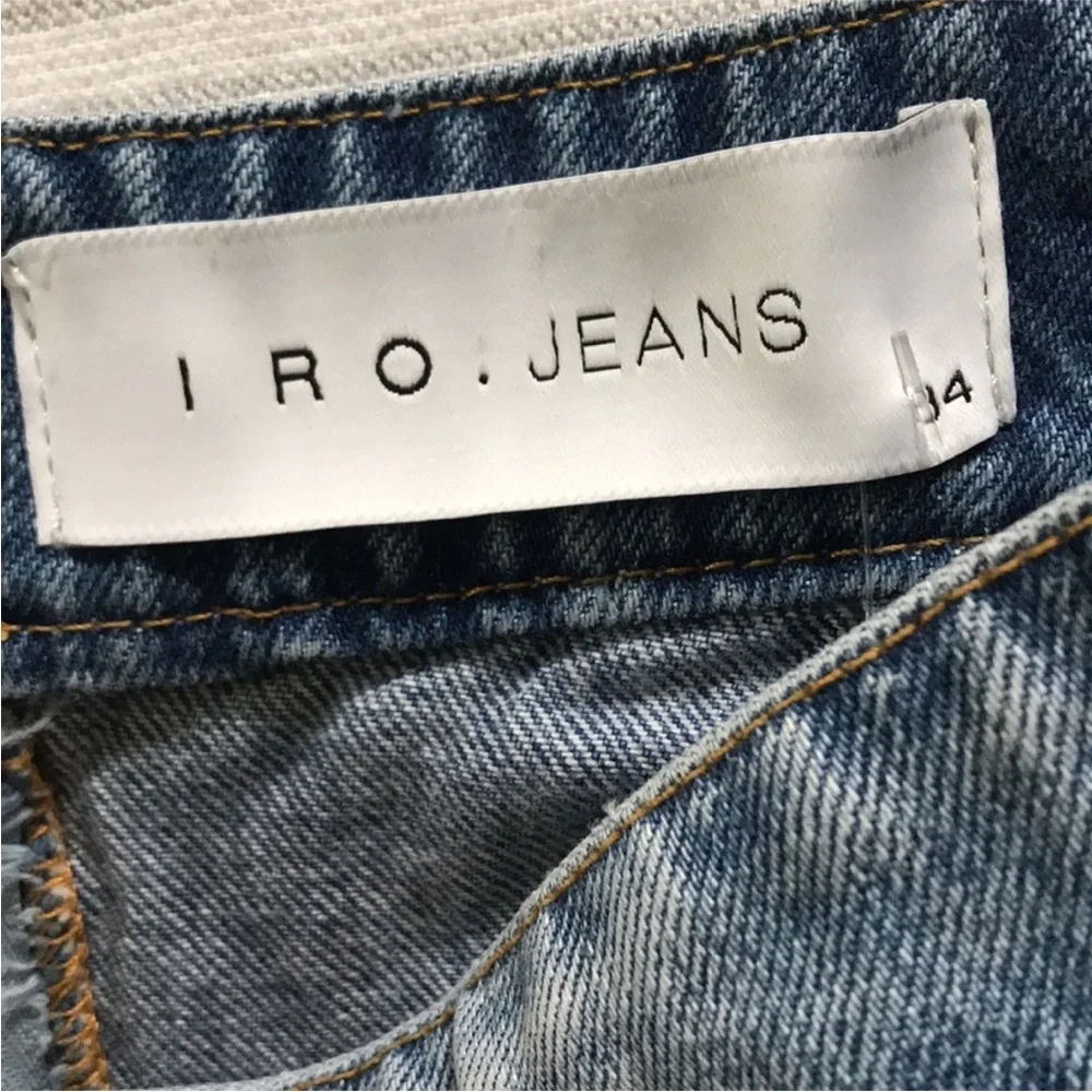 IRO distressed ripped denim jean pencil skirt